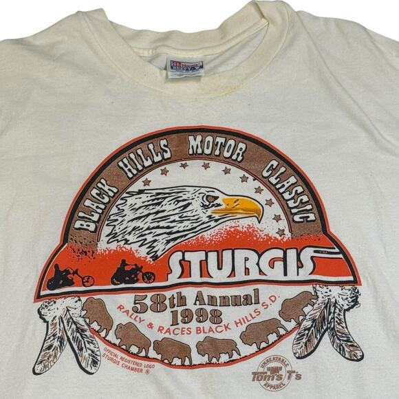 Vtg Hanes Beefy T 1998 Sturgis Motorcycle Rally Size XXL Bike Week Eagle T-Shirt - Picture 2 of 6